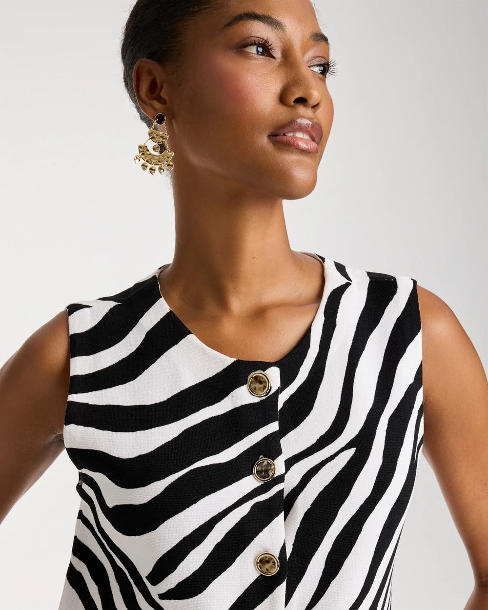Chico's On Sale Black Zebra Refined Crewneck Sweater Vest