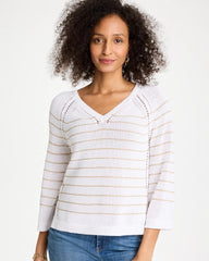 Chico's Online Alabaster Metallic Striped Pullover Sweater