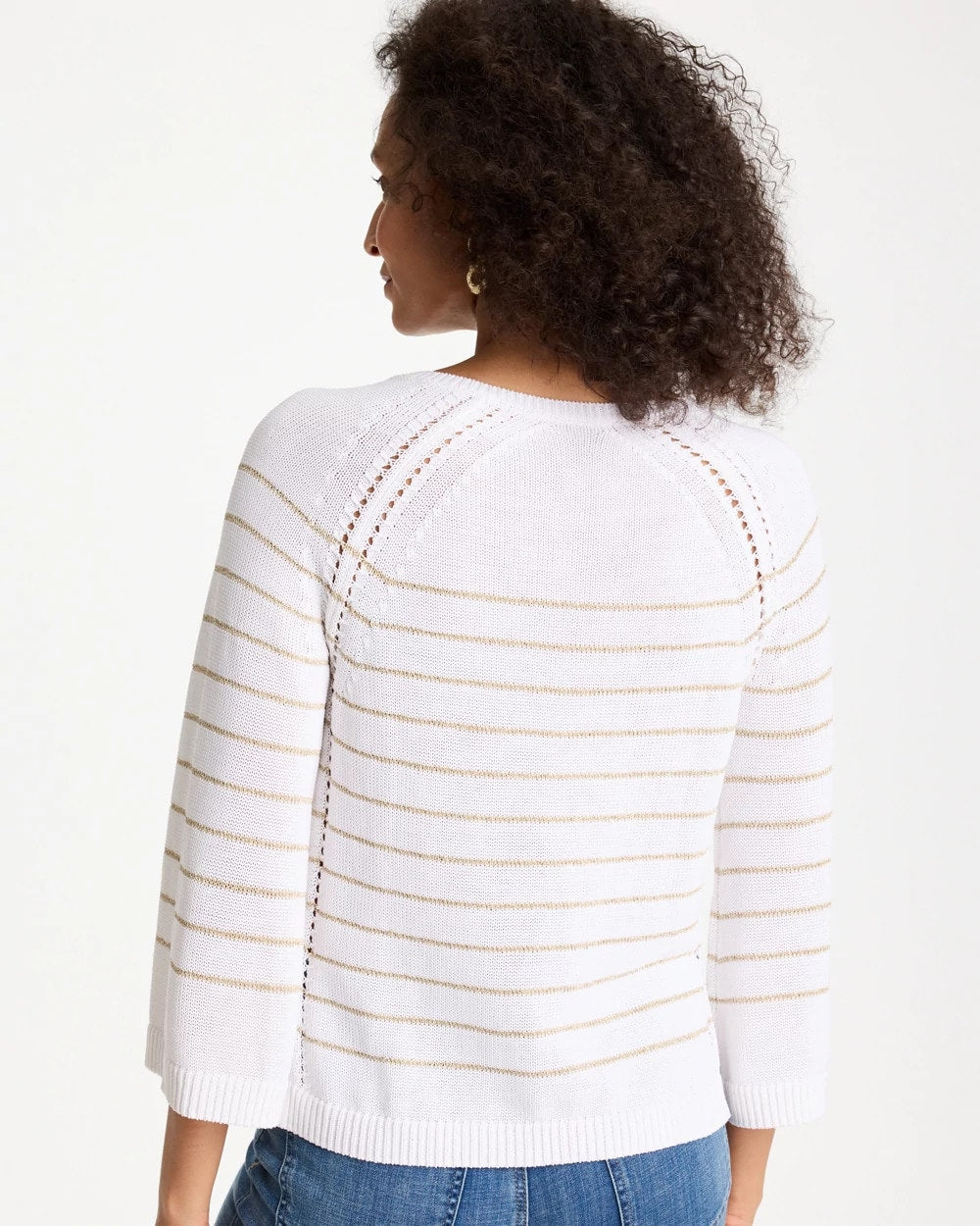 Chico's Online Alabaster Metallic Striped Pullover Sweater