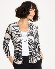 Chico's Discount Black Vacay Leaf Summer Romance Cardigan