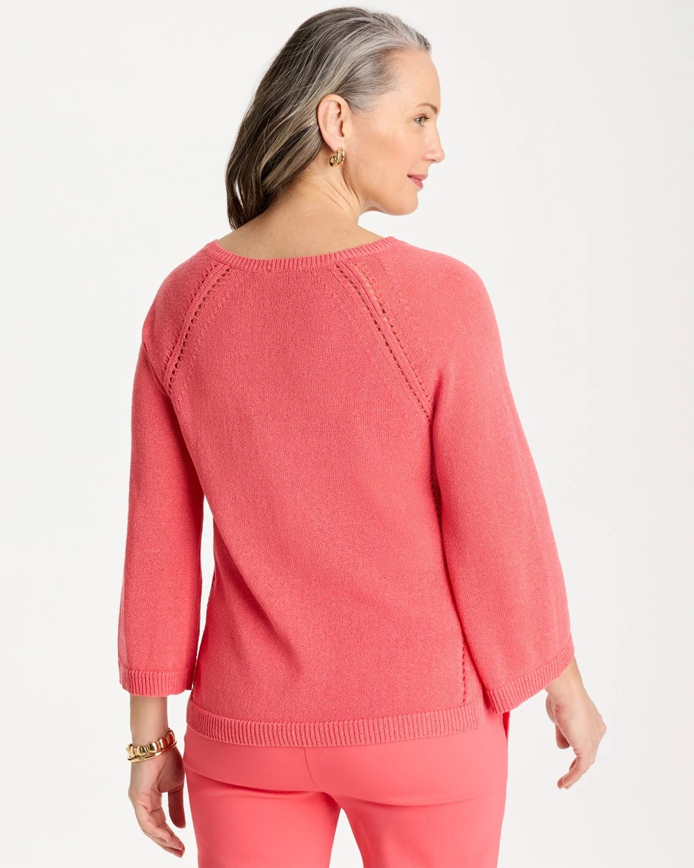 Chico's Sale Calypso Coral Cotton-Blend Pullover Sweater