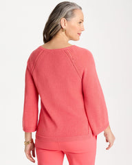 Chico's Sale Calypso Coral Cotton-Blend Pullover Sweater