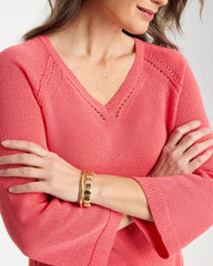 Chico's Sale Calypso Coral Cotton-Blend Pullover Sweater