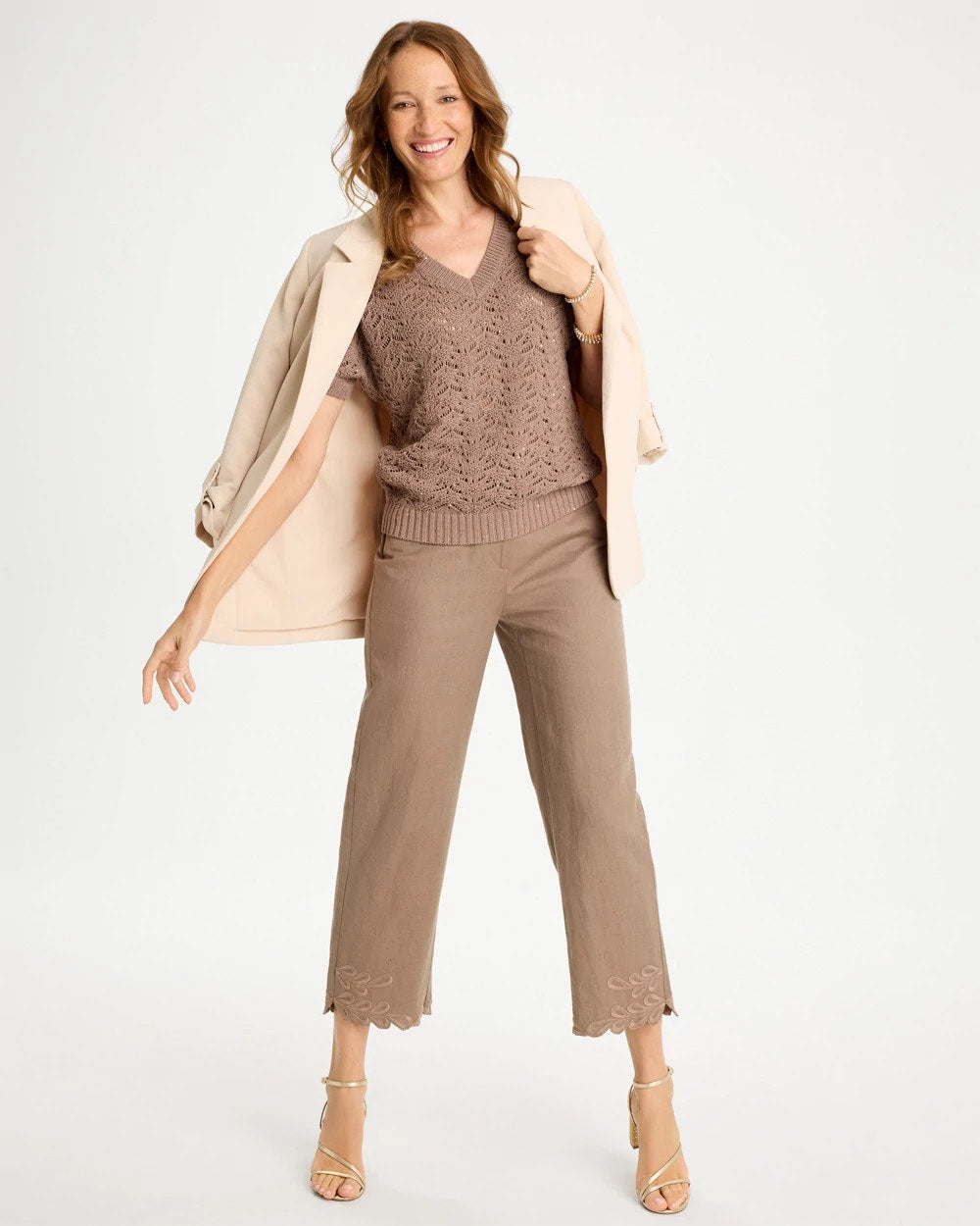 Chico's On Sale Topaz Smoke Sequin Pointelle Pullover