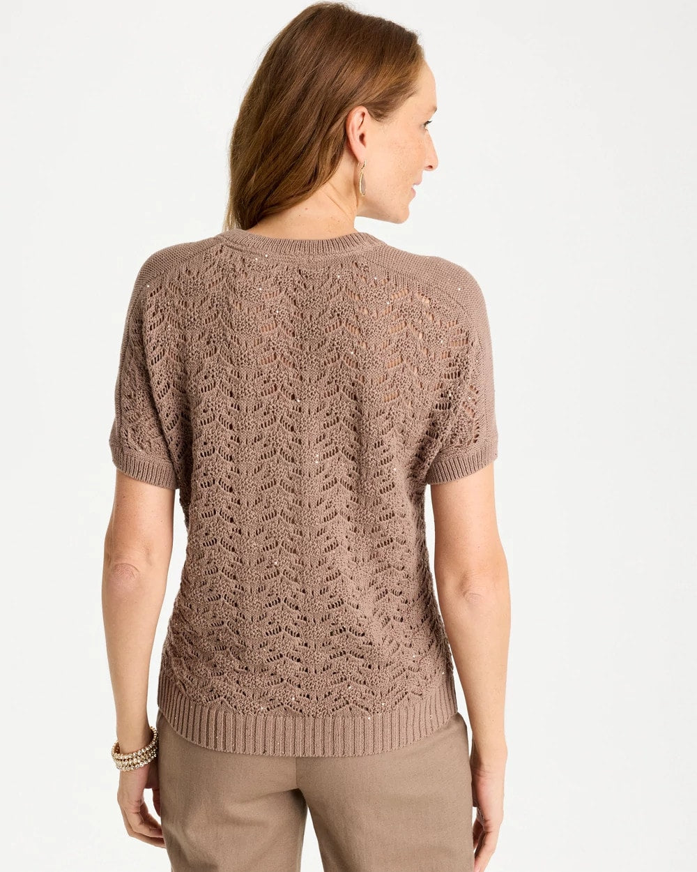 Chico's On Sale Topaz Smoke Sequin Pointelle Pullover