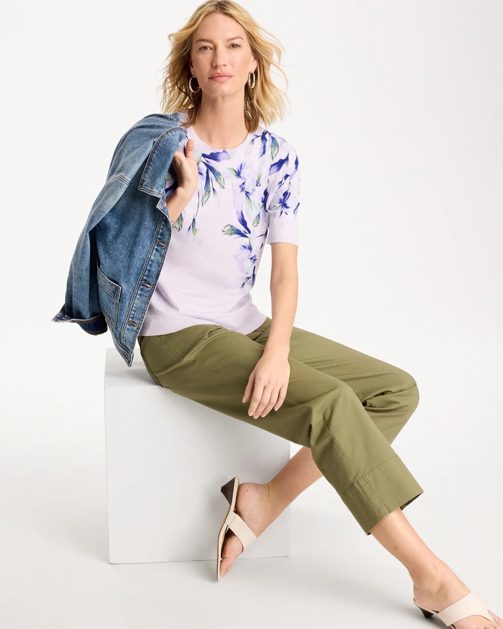 Chico's Online Orchid Mist Ella Short-Sleeve Orchid Sweater