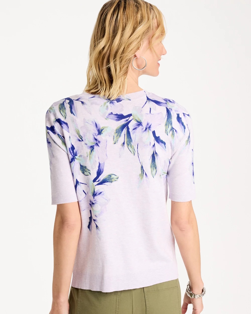 Chico's Online Orchid Mist Ella Short-Sleeve Orchid Sweater