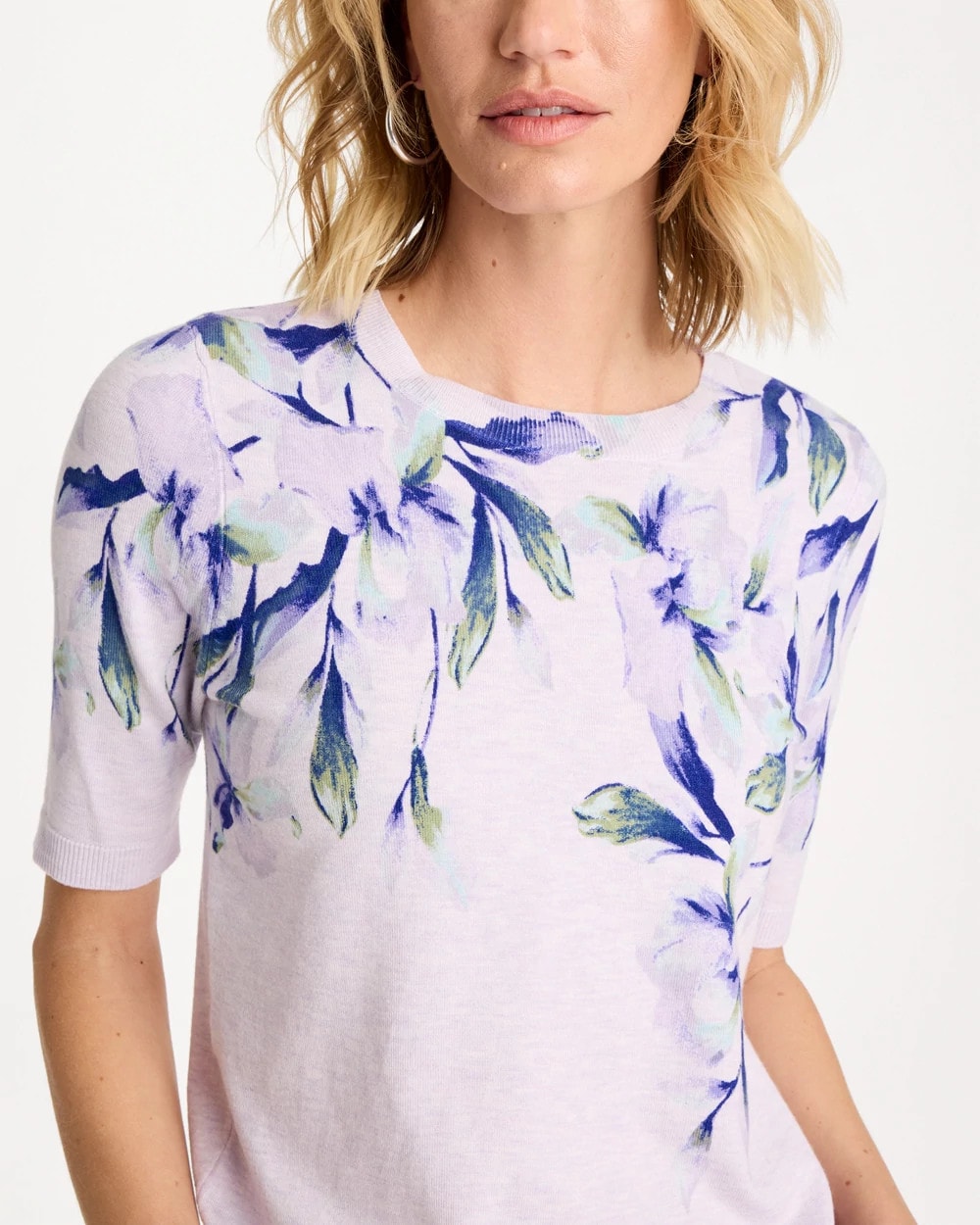 Chico's Online Orchid Mist Ella Short-Sleeve Orchid Sweater