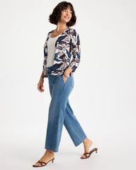Chico's Discount Deep Brown Printed Summer Romance Cardigan