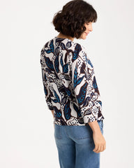 Chico's Discount Deep Brown Printed Summer Romance Cardigan