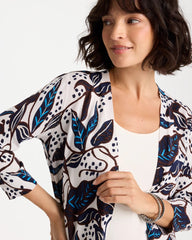 Chico's Discount Deep Brown Printed Summer Romance Cardigan