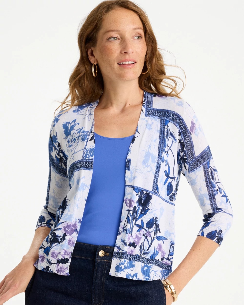Chico's Outlet Alabaster Summer Romance Botanical Cardigan