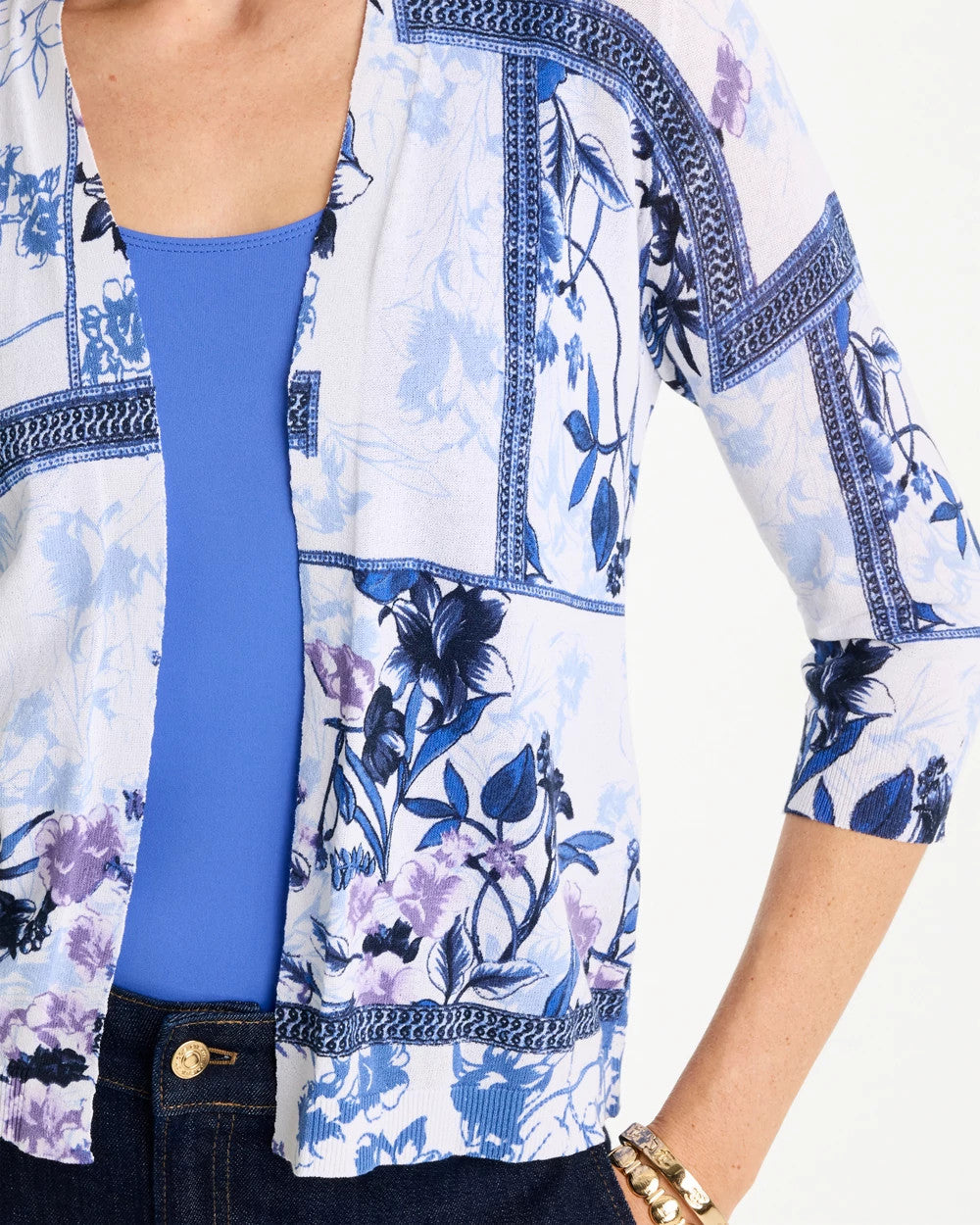 Chico's Outlet Alabaster Summer Romance Botanical Cardigan