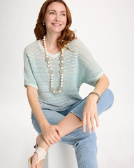Chico's Sale Passport Blue Space Dyed Pullover Sweater