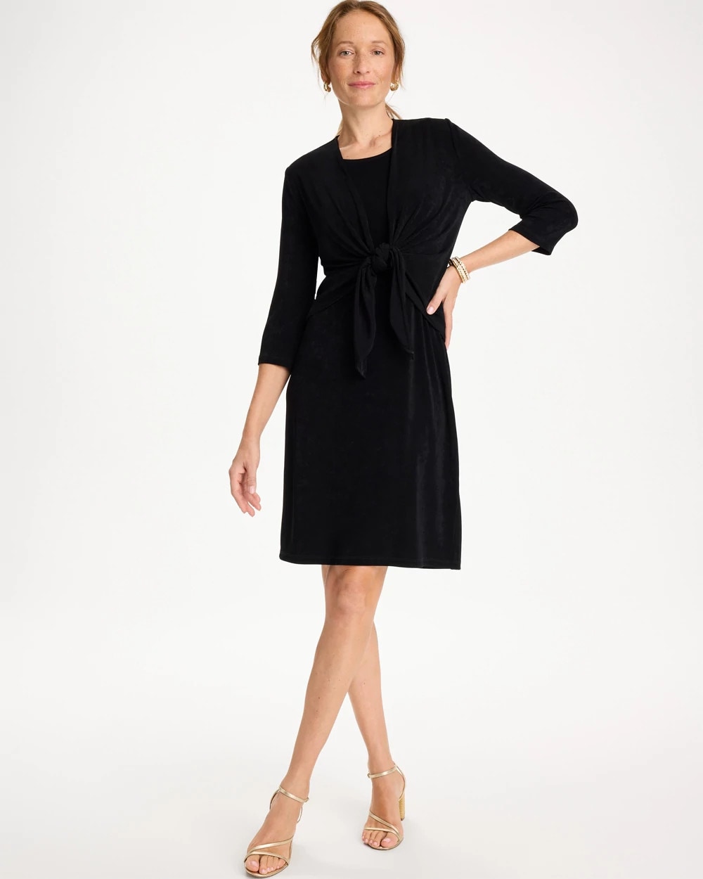 Chico's Online Travelers Black Travelers™ Drape Tie-Front Cardigan
