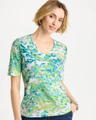 Chico's For Sale Bondi Blue Pima Printed Elbow Sleeve Tee