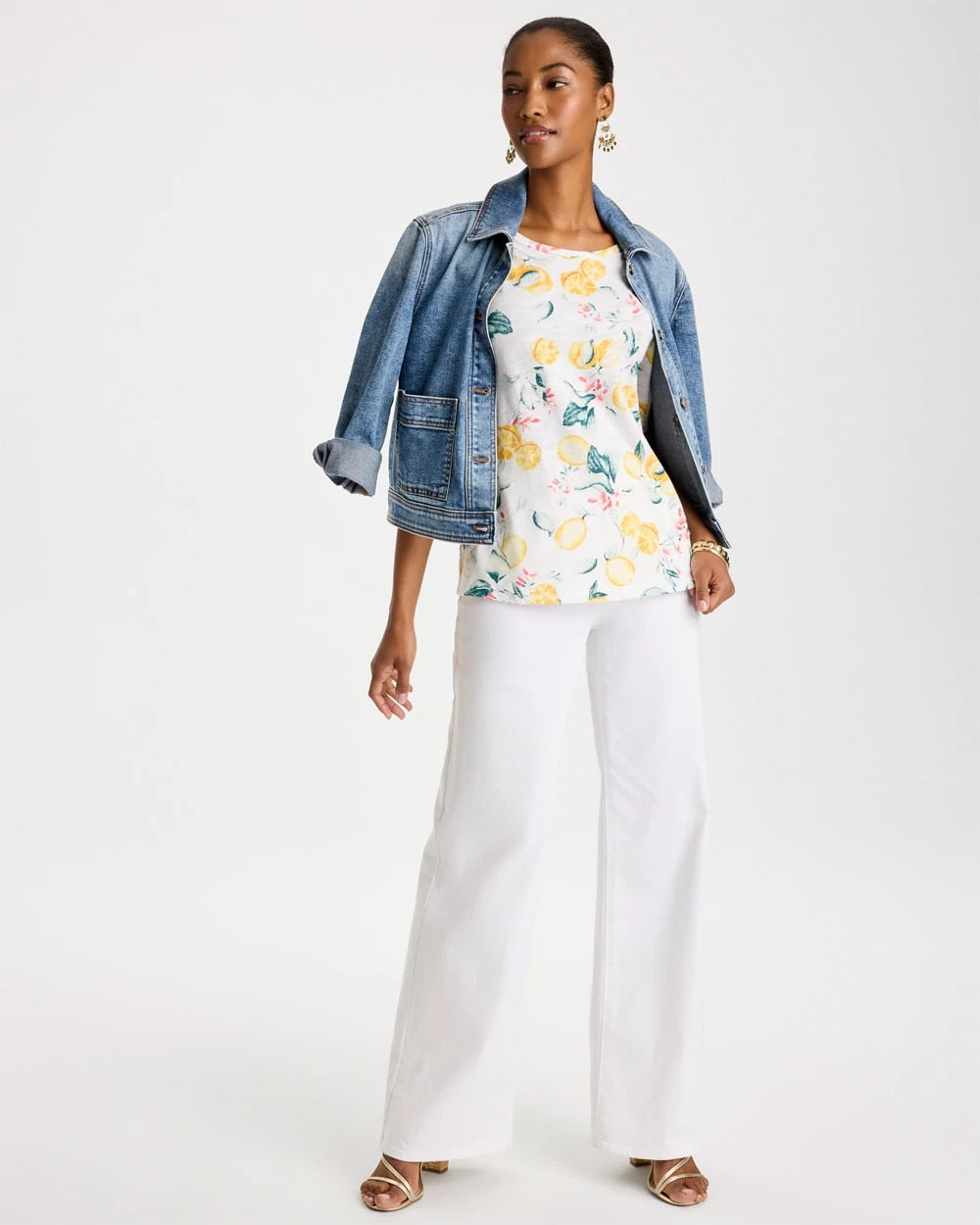 Chico's Online Limon Cotton Slub Printed Tee