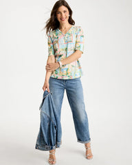 Chico's Outlet Bondi Blue Limoni Dolci Cotton Slub V-Neck Tee