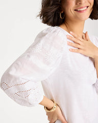 Chico's On Sale Alabaster Cotton Eyelet Sleeve Tee