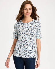 Chico's For Sale Bondi Blue Cotton Slub Printed Tee