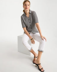 Chico's Online Black Gingham Textured Camp Tee