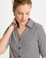 Chico's Online Black Gingham Textured Camp Tee