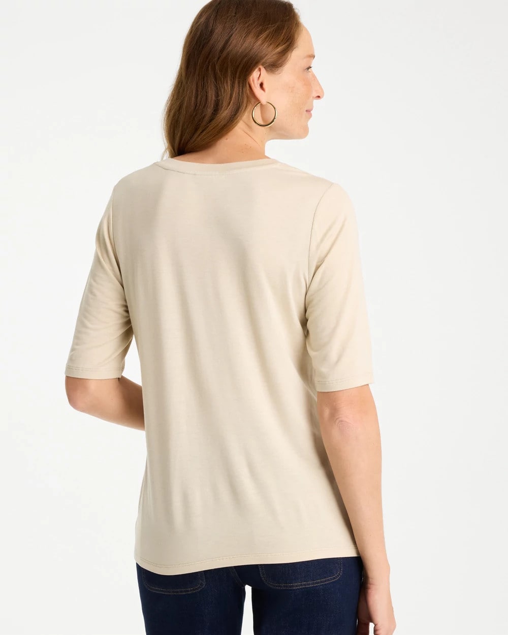 Chico's Outlet Topaz Smoke Knit Sequin Elbow Tee