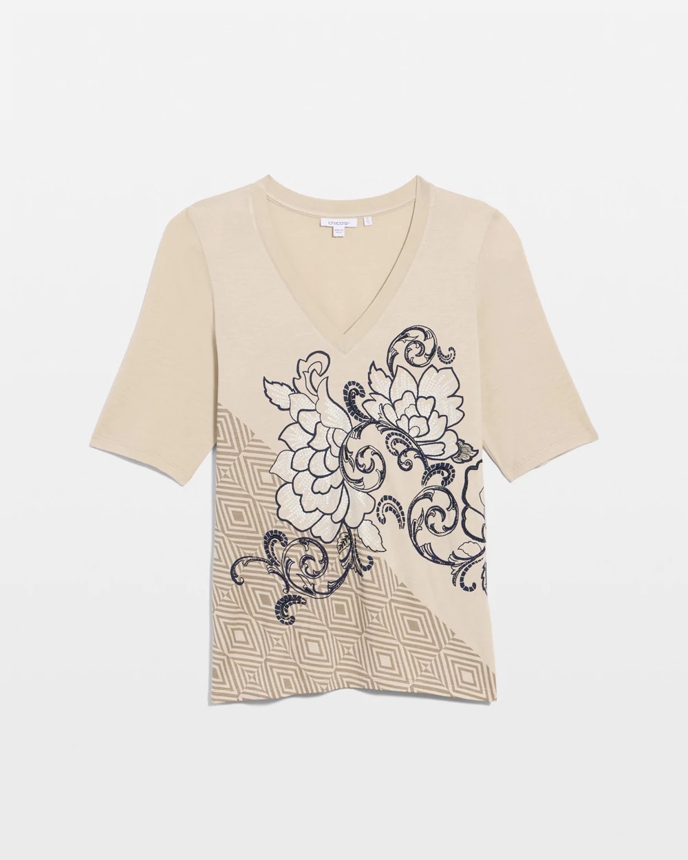 Chico's Outlet Topaz Smoke Knit Sequin Elbow Tee