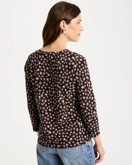 Chico's On Sale Black Cotton Stretch 3/4 Sleeve Polka Dot Tee