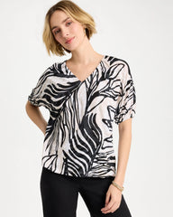 Chico's For Sale Smokey Taupe Linen Ruched Palm Tee