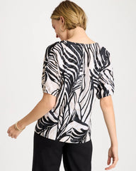 Chico's For Sale Smokey Taupe Linen Ruched Palm Tee