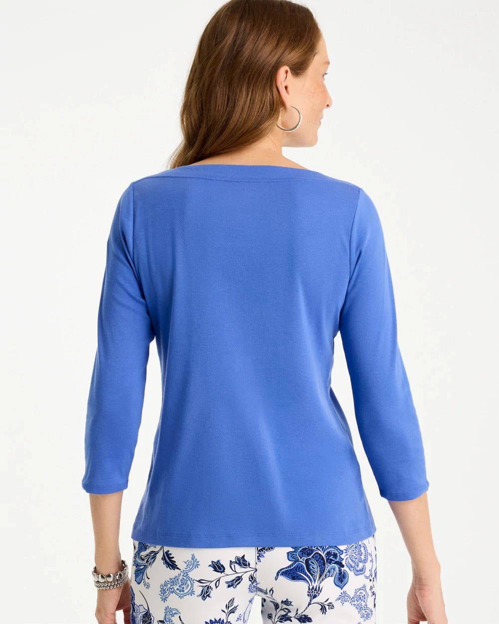 Chico's Sale Amparo Blue Pima 3/4 Sleeve Tee