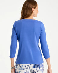 Chico's Sale Amparo Blue Pima 3/4 Sleeve Tee
