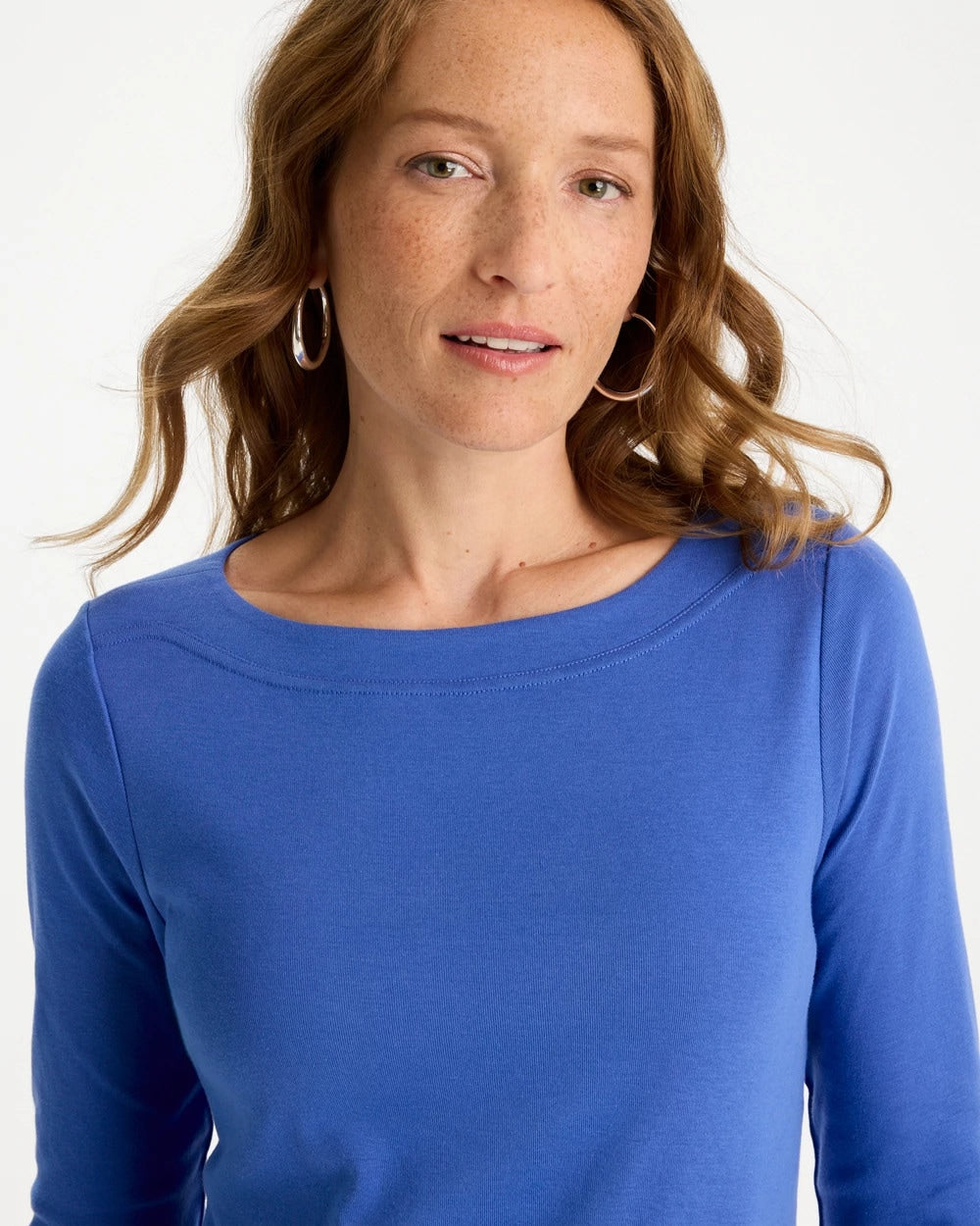 Chico's Sale Amparo Blue Pima 3/4 Sleeve Tee