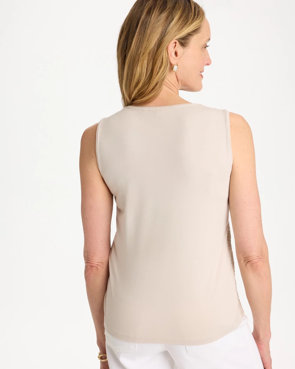 Chico's Outlet Smokey Taupe Knit Sequin Tank