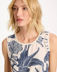Chico's Sale Ecru Caviar Trim Floral Tank
