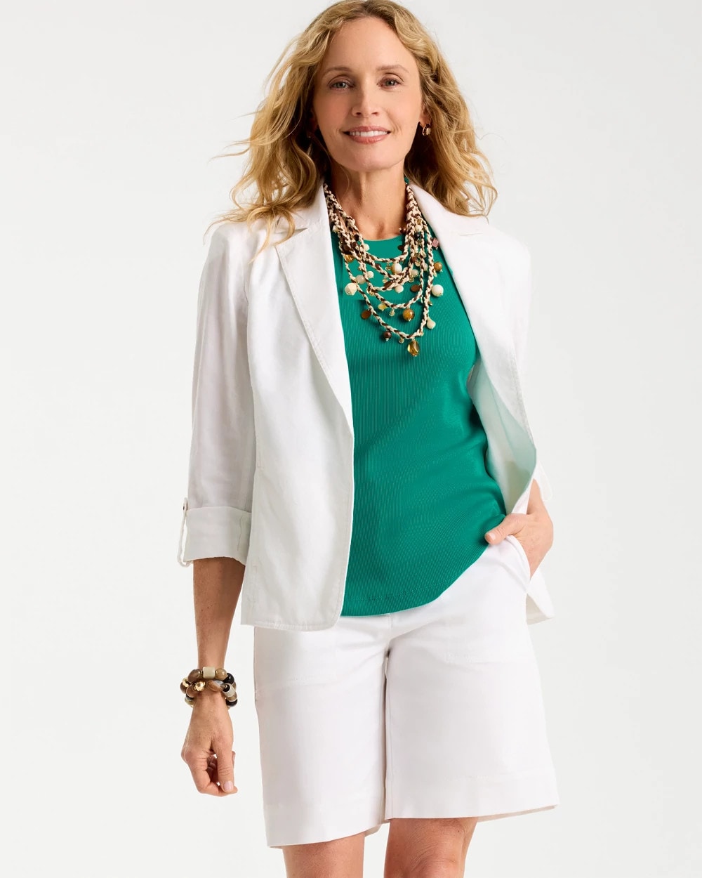 Chico's Outlet Topanga Green High Neck Rib Tank