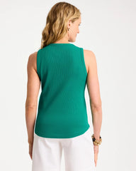 Chico's Outlet Topanga Green High Neck Rib Tank