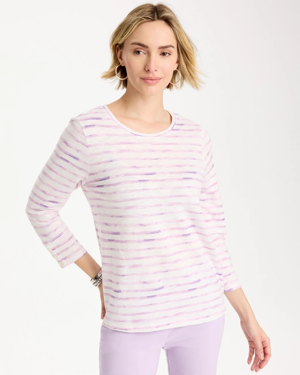 Chico's Discount Pale Sweet Pea Palermo Cotton Slub Tee
