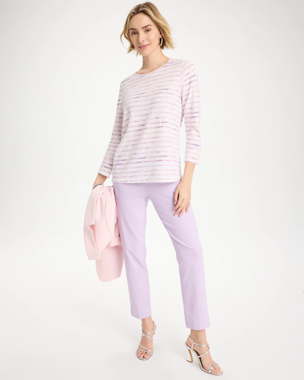 Chico's Discount Pale Sweet Pea Palermo Cotton Slub Tee