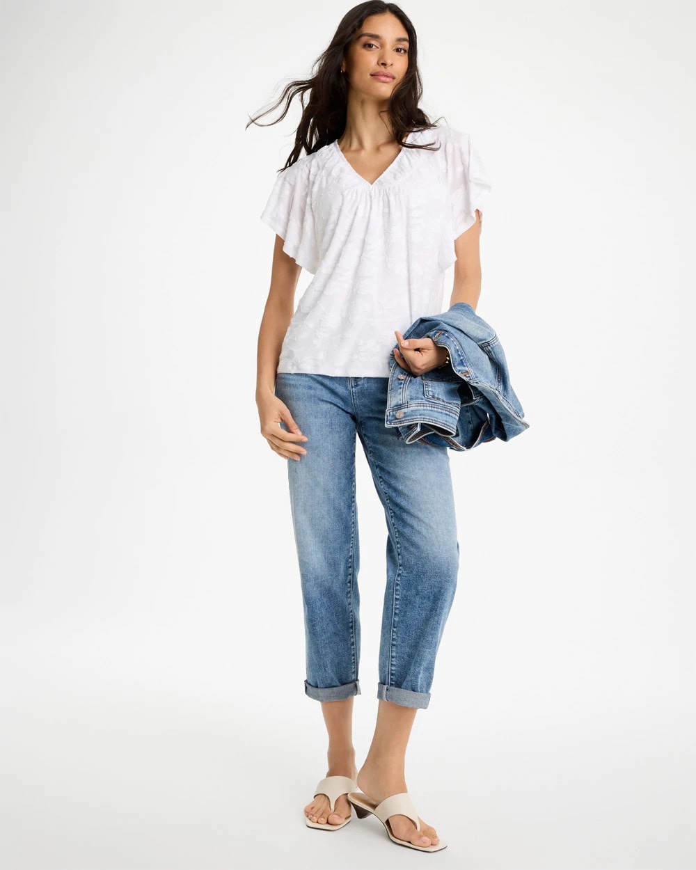 Chico's Sale Alabaster Burnout Floral Tee