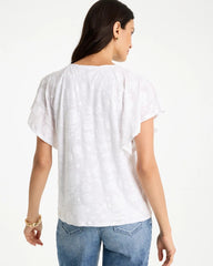 Chico's Sale Alabaster Burnout Floral Tee