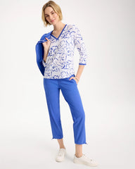 Chico's On Sale Amparo Blue Zenergy® Slub Knit Mesh Trim Tee
