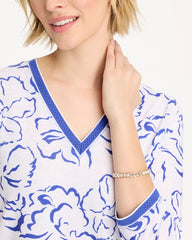 Chico's On Sale Amparo Blue Zenergy® Slub Knit Mesh Trim Tee