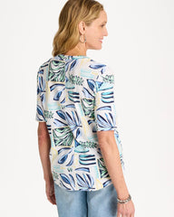 Chico's Online Green Clover Palm Cotton Slub V-Neck Tee