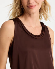 Chico's Discount Deep Brown Jersey Satin Tank Top