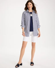 Chico's Discount Passport Blue No Iron™ Stretch Striped Shirt