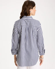 Chico's Discount Passport Blue No Iron™ Stretch Striped Shirt