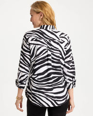 Chico's Outlet Black No Iron™ Stretch Animal Print Shirt