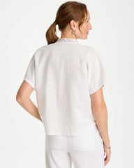 Chico's Online Alabaster Linen Embellished Popover Top